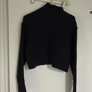 Black Turtleneck Cropped Sweater